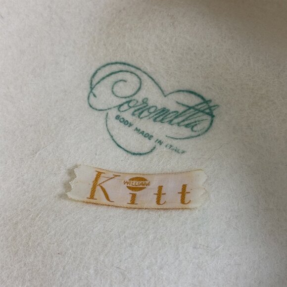 William Kitt White Wool Felt Hat with Chain Vintage 1960s Coronetta Italy - Picture 8 of 8